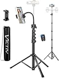Victiv 197cm Hoch Handy Stativ, Flexibel Overhead Smartphone Stativ, mit 25cm Verstellbarer Schwanenhals, Fernauslöser für Selfies, Aluminium Kamera Phone Tripod für Sony DSLR & iPhone17 16 15 Pro Max