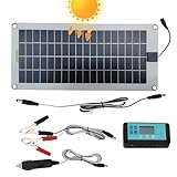 Solar-Autobatterie-Ladegerät, 30 W, 12 V, solarbetriebenes Erhaltungsgerät, Plug & Play, Solarmodul-Kit mit & Alligator für Auto, Automobilgebrauch, 42 x 20 cm