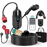 AIMILER Wallbox 11kW mit App, Mobile Ladestation 3 phasig 400V (8-16A Einstellbar) 7m Typ 2 Ladekabel Auto,IP66 Portabel/Wandmontage für Elektroauto (Model Y/3, ID.3/4/5, MG4,Zoe und andere PHEV/EV)