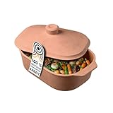 myromy Bräter & Brotbackform aus Keramik | 6L | Schmortopf, Bratentopf, Kasserolle & Backform aus Natur-Ton – für Brot, Braten, Aufläufe & Eintopf – für Backofen, Grill & Feuer - Handmade in Germany