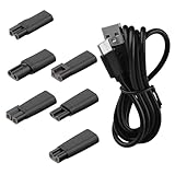 8 Set USB Netzkabel Adapter Set,Schwarz Rasierer Ladekabel,5V Rasierer Ladegerät,Enthalten 6 Ladeköpfen,für Haarschneider,Luftreiniger und Mehr und Anderen Ladekabeln