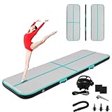 LEADZM Turnmatte Aufblasbar Airtrack Fitness-Matte Gymnastikmatte 3m, Yogamatte, Trainingsmatte, Sportmatte, Tumbling Matten mit Elektrisch Luftpumpe mit Tragetasche (Grün)