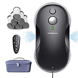 Tosima W3 fensterputzroboter Automatisches Sprühfunktion mit 80ML Tank, dreifachem Sicherheitssystem,fensterroboter Intelligenter Navigation, Fernbedienung, für alle Glatten Oberflächen,mit 12 Tüche