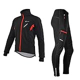 ROCKBROS Winter Fahrradbekleidung Herren Fahrrad Jacke + Hose Set Radjacke Wasserfest Windjacke Lange Radhose Freizeithose XL