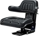 KLARA SEATS Schleppersitz Traktorsitz Universalsitz Trecker Sitz Oldtimer gefedert KS 44/2V PVC Schwarz neigungsverstellbar mit Stossdämpfer und Zugfedern