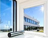 MARAPON® Sonnenschutzfolie Fenster innen [90x200 cm] Fensterfolie Sonnenschutz von innen durchsichtig von aussen blickdicht - Spiegelfolie Fenster Sichtschutz STATISCH HAFTEND