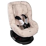 Dooky - Sitzbezug für Kindersitz Leaves Beige - Sitzschale, Auto Sitzschutz Kinder, Altersgruppe 1+: 9-18 kg, 3&5, Punkt Gurtsystem, Universale Passform, Baumwolle