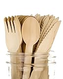 DELICIOUS PATH Holzbesteck Set 72 Stück | 24 Gabeln, 24 Löffel, 24 Messer | Biologisch abbaubares Holzbesteck | Umweltfreundliches, plastikfreies Besteckset für Hotels, Gastronomie und Haushalt