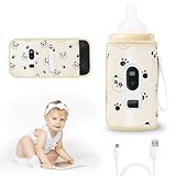 Flaschenwärmer Baby Unterwegs Tragbarer USB Fläschchenwärmer,Milchwärmer mit LCD Display,Display 21 Einstellbare Temperatur,Babyflaschenwärmer für Auto,für Alle Flaschen