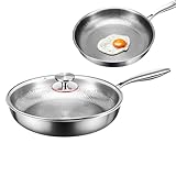 Jlobnyiun Antihaft-Pfannen, Küchenpfanne mit Deckel, multifunktionales Kochgeschirr-Set aus Titan, Springpfanne – Induktionspfanne und Campingküche