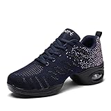 Jazzschuhe Damen Geteilte Sohle Tanzsneaker Erwachsene Atmungsaktiv Leicht Mesh Tanzschuhe Laufen Sportschuhe Blau1 39