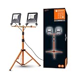 LEDVANCE LED Arbeitslicht, Leuchte für Außenanwendungen, Kaltweiß, Tripod-Ständer, LED Worklight, 2 x 50 Watt