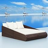 CIADAZ Gartenbett, Liegen, Sonnenliege, Liegeinsel Outdoor, Outdoor Bett, Doppelliege, Gartenliege, Daybed Outdoor, Braun 201×139 cm Poly Rattan -at