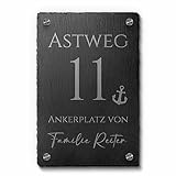 Schiefer Hausnummer & Straße Namen 20x30 cm Wunsch-Gravur Namensschild Schild