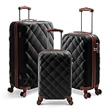 HOMELUX Kofferset 3 Teilig Hartschale Reisekoffer ABS Leicht Trolley Rollkoffer Hartschalenkoffer Set - M-L-XL (01-Schwarz, Set)