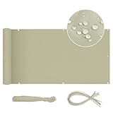 Sekey Balkon Sichtschutz Balkonabdeckung Oxford 90 x 600cm Balkonsichtschutz Balkonverkleidung Blickdicht Wasserdicht Windschutz, mit Ösen, Nylon Kabelbinder und Kordel, Taupe