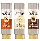 Monin Flavoured Saucen-Set, Karamell, Helle & Dunkle Schokolade, 3er Set, 3 x 500 ml