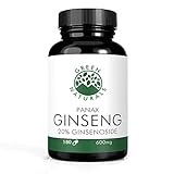 Panax Ginseng Extrakt (180 Kapseln á 600mg) - deutsche Herstellung - 100% Vegan & Ohne Zusätze - Vorrat für 6 Monate
