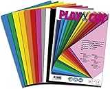 PLAY-CUT Fotokarton A4 Set (300g/m2) | 50 Bogen Din A4 Foto Karton Bunt mit 10 Verschiedenen Farben | Dickes Foto Papier | Premium Druckerpapier Dicke Stärke | Karton zum Basteln Drucken