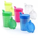 Horn Medical 5er Pack Erwachsenen Trinkhilfen 250ml Schnabelbecher PLUS 5 Deckel für Flüssigkeiten & 5 Deckel für Brei/Mus - Farbe wählbar (Bunt)