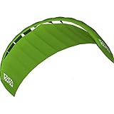HQ4-Kites 118101 - Alpha 1.5 Green, Vierleiner Lenkmatte Handlekite, Fläche: 1.5qm, Spannweite: 232cm, inkl. 200/120kp Dyneemaschnüre 4x20m auf Quad-Handles, 5-33 Knoten