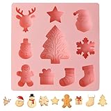 JYNVO Mini Wiederverwendbare Gugelhupfform,Schneemann-Weihnachts-Silikonform für Kuchen,10 Designs,Perfekt für Weihnachten