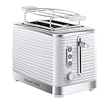 Russell Hobbs Toaster [für 2 Scheiben] Inspire Weiss mit hochwertiger Hochglanz-Struktur (extra breite Toastschlitze, inkl. Brötchenaufsatz, 6 Bräunungsstufen + Auftau- & Aufwärmfunktion) 24370-56