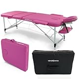 VENDOMNIA Mobile Massageliege - Aluminium mit 3 Zonen höhenverstellbar inkl. hochwertiger Kopfstütze Tasche Armlehnen - Farbwahl Klappbar, Massagetisch Massagebett Massagebank Behandlungsliege