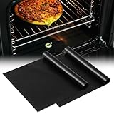 KitchenRaku Universal teflon ofen herdmatte 32X50cm, Antihaft- Backofeneinlagen für den Boden des Backofens, Wohnaccessoires & Küchenzubehör, Passend für die meisten Öfen und Herde (Schwarz 2 stück)