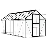 IKAYAA Gewächshaus Aluminium Mit Fundament 190 x 490 x 132/202 cm Gartenhaus Winterfest Gewächshaus Glas Glashaus Garten Tomatenhaus Frühbeet und Pflanzenhaus