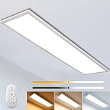 Dimmbar LED Deckenleuchte Panel 120x30 cm mit Fernbedienung, 40W Super Deckenpanel Lampe mit Starker Leuchtkraft Licht, 2700K - 6500K Warmweiß Naturweiß Kaltweiß Lampe für Büro Werkstatt Wohnzimmer