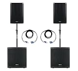 Pronomic Powerstage Concert 1815 2.2 - aktives PA-Set mit 2x 18'-Subwoofer und 2x 15'-Satelliten - 2600 Watt Gesamtleistung (RMS) - inklusive Distanzrohre und Kabel