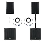 Pronomic Powerstage Concert 1815 2.2 - aktives PA-Set mit 2x 18'-Subwoofer und 2x 15'-Satelliten - 2600 Watt Gesamtleistung (RMS) - inklusive Distanzrohre und Kabel