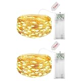 Kaleora LED Lichterkette mit Timer, 2m, 20 LEDs, Warmweiß, Batteriebetrieb, 2er Set