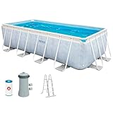 Intex 26780NP – Aufstellpool Prism Frame Chevron Rechteckig, Filterpumpe 2006 L/h, Leiter, 6836 L, Stahl und PVC, Mehrfarbig, 400x200x100 cm