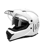 Westt Motocross Helm Fullface MTB Motorradhelm Integralhelm Crosshelm Helm Motorrad MTB Enduro Quad Helm Motorrad mit Doppelvisier Sonnenblende ECE Zertifiziert (Weiß glänzend, L (59-60 cm))