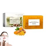 Symbolty Kurkuma-Aufhellungsseife,Turmeric and Kojic Acid Soap,Vitamin C seife,Aufhellende Seifenstücke,Natürliche Zitronen Kurkuma Kojisäure Gesichts und Körperseifen,Tiefenreinigung (1)