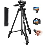 GRIFEMA Kamera Handy Stativ, 140 cm Aluminium Fotostativ für Handy und Kamera mit Bluetooth-Fernbedienung, Höhenverstellbarem Halter, Kompatibel mit iPhone, Android und DSLR-Kameras, GB1001