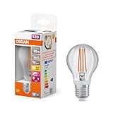 Osram LED Star Classic Lampe mit Bewegungssensor und Tageslichsensor, Kolbenform, 7.3 W / 806 lm, EEK A, warmweißes Licht (2700 K), aus klarfarbenem bleifreiem Glas, E27 Sockel, 60 mm Durchmesser.