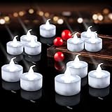 Diyife 12 Weiß LED Kerzen, Flammenlose Tealights, Flackern Teelichter, Elektrische Kerze Lichter Batterie Dekoration für Weihnachten, Weihnachtsbaum, Ostern, Hochzeit, Party [Batterien Enthalten]