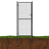 Gartentür Grün/Anthrazit Gartentor Rundpfosten Gartenpforte Metall Geteilt Tor, Farbe:Anthrazit, Höhe:1 x 1.8 m