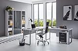 BMG-Moebel.de Büromöbel komplett Set Arbeitszimmer Office Edition in Lichtgrau/Anthrazit Hochglanz (Set 3)