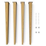 Sossai® Holz-Tischbeine - Clif Square | Öl-Finish | Höhe: 71 cm | HMF3 | eckig, konisch (gerade Ausführung) | Material: Massivholz (Eiche) | für Tische, Beistelltische, Schminktische