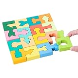 Geometric Shape Puzzle - Wooden Jigsaw Game for Kids Learning | 16 Pieces Educational Toy with 16x16x1.5cm Size, Boys Girls Ages 4-6 Home School Kindergarten Activity, Lightweight 320g