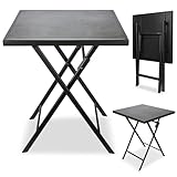 BRUBAKER Gartentisch Bergamo - 58 x 58 cm Balkontisch wetterfest - Metall Beistelltisch klappbar - Campingtisch eckig mit Stein Optik - Klapptisch für Balkon, Terrasse - Bistrotisch - Grau