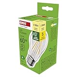 EMOS - LED-Lampe Filament A60 - A Klasse Vintage-Glühbirne - E27 Sockel - warmweiß - 806 lm - extra-sparsam, 3,8W (statt 60W Glühbirne) - 50 000 Stunden - Winkel 300 ° - CRI min. 80