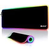 RuoCherg RGB Gaming Mauspad, 800 x 300 mm XXL Gaming Mouspad, LED Mauspad mit 12 Beleuchtungs Modi 9 LED Farben, Rutschfester Gummibasis und Wasserdichter Oberfläche Schreibtischunterlage