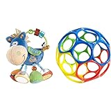 Playgro 101145 Plüschrassel Pferd, Lernspielzeug, Ab 3 Monaten, BPA-frei, Blau/Bunt, 40016, 15 x 6 x 20 cm & Bright Starts, Oball Classic, flexibler und leicht zu handhabender Ball