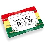 perfect line - 75 Heftstreifen (3x25 Stk.), recycelbarer Kunststoff, 3 Farben (Grün, Gelb, Rot), Made in Germany