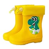 Generisch Kinder Regenstiefel mit elastischem Mund, strukturierte, rutschfeste, leichte, Bequeme Regenschuhe für Grundschüler Schuhe Kinder 29 (Yellow, 23.5 Infant)